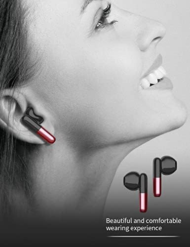 Ultra-Compact Bluetooth 5.2 Wireless Earbuds with Smart LED Charging Case – Exceptional Noise Cancellation, Ergonomic Fit, and Hands-Free Microphone for Seamless Audio Experience – Ideal for Android & i OS Users (Vibrant Red)