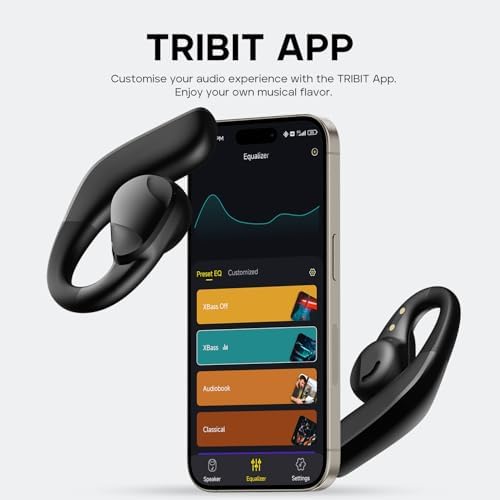 Tribit Open-Ear Bluetooth 5.3 Headphones – IPX5 Waterproof Wireless Earbuds with 104 Hours Playtime, Ergonomic Design for Secure Fit, LED Battery Indicator, and Built-in Microphone – Ideal for Active Lifestyles, Workouts, and Outdoor Adventures