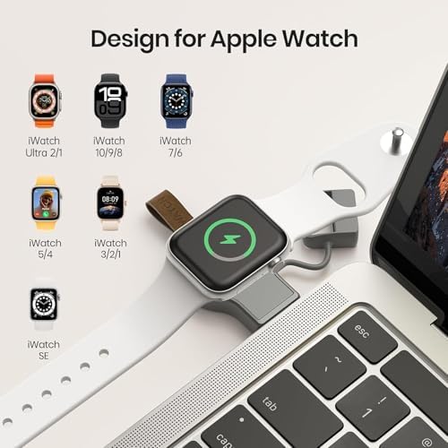 Portable Magnetic Wireless Charger for Apple Watch – Fast Charging i Watch Accessory for Ultra, Series 1-9, and SE – Travel-Friendly Cordless Design for Ultimate Convenience and Durability