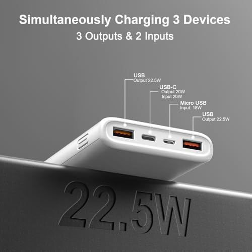 High-Speed 10000 m Ah Portable Power Bank with Dual USB-C Fast Charging – 22.5 W Battery Pack for Smartphones & USB Devices, LED Display, PD 3.0 & QC 4.0 Compatible, Ideal for Travelers & On-the-Go Users