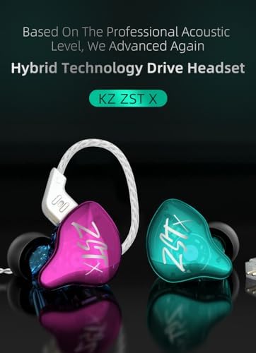 Kinboofi KZ ZSTX High-Fidelity In-Ear Monitor Headphones with Hybrid Driver Technology – Premium 1 BA 1 DD Wired Earbuds in Stunning Purple, Detachable Cable for Enhanced Versatility and Comfort, Ideal for Audiophiles and Gamers Seeking Superior Sound Quality