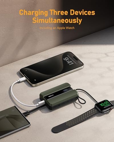 VEEKTOMX PD 30 W Portable Power Bank with Integrated USB-C Cable – Fast Charging 10,000 m Ah Battery for i Phone 16/15/15 Plus & Apple Watch – Ultra-Compact Charger for On-the-Go Convenience – Reliable Charging Solution for Modern Lifestyles