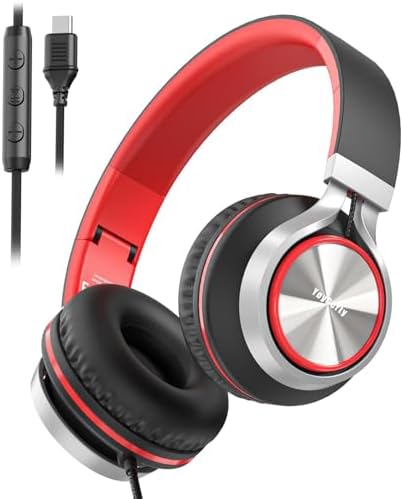 Transform Your Listening Experience with High-Performance USB Type C Foldable Over-Ear Headphones – Premium Hi-Fi Sound, Integrated Microphone & Effortless Volume Control for All Ages – Perfect for Travel, Gaming, and Everyday Use with Superior Compatibility for Tablets & Smartphones