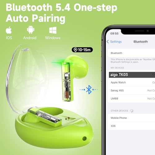 Discover the aigo True Wireless Earbuds: Cutting-Edge Bluetooth 5.4 Headphones with Touch Controls, Water-Resistant Design, and Dual-Microphone Clarity – Vibrant Super Shine Yellow with Convenient Neck Lanyard for Effortless On-the-Go Listening and Enhanced Audio Quality.