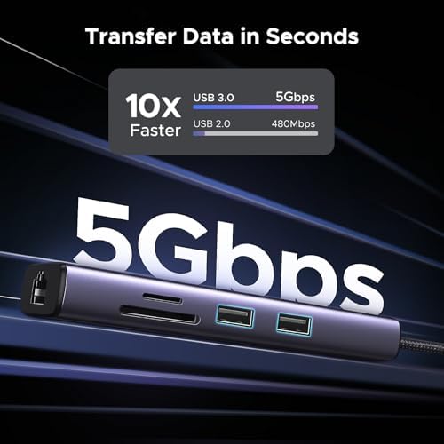 UGREEN Revodok 7 in 1 USB C Hub – Ultimate Connectivity Solution with Gigabit Ethernet, 4 K@60 Hz HDMI, 100 W PD Charging & Multi-Device Compatibility for Mac M1/M2/M3, i Phone 15 Pro, i Pad & Steam Deck – Elevate Your Tech Experience!