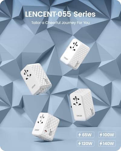 85 W Universal Travel Power Adapter with Retractable USB-C Cable – Optimal Fast Charging Hub for Global Use, Featuring 4 Ports for Seamless Connectivity in US, EU, UK & Beyond, Engineered for On-the-Go Professionals Seeking Efficiency and Versatility
