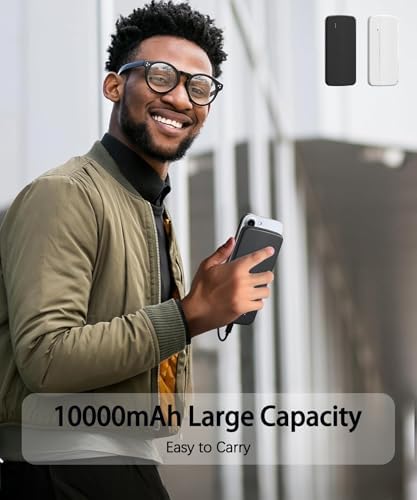 Ultimate 10000 m Ah Dual USB Portable Charger – Fast Triple Device Power Bank with USB-C Compatibility for i Phone 16/15/14/13, Galaxy S23/22, Pixel & More – Eco-Conscious Fire-Retardant Design for Enhanced Safety and Sustainability – Rapid Recharge for All USB Devices