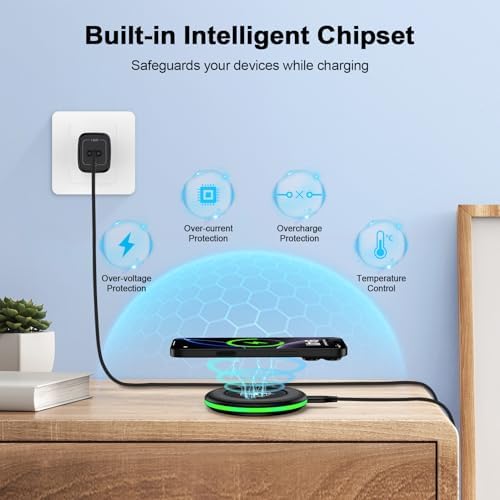 Samsung S25 Edge 15 W Fast Wireless Charging Pad – Ultimate Power Hub for Galaxy S25 Ultra, S25+, Z Fold/Flip 6, i Phone 16 Series & Google Pixel 9 – Sleek Design with 18 W Adapter for Enhanced Compatibility & Safety Features – Tangle-Free Charging Solution