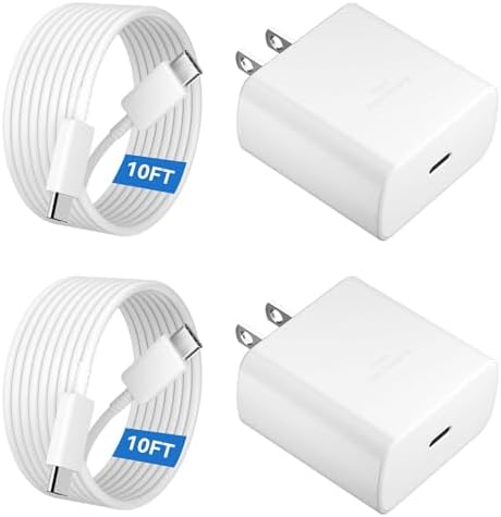 Super Fast 45 W Samsung USB-C Charger with 10 FT Pink Cable – Ultimate Charging Solution for Galaxy S25/S24/S23 Ultra, Stylish & Efficient Power Adapter for Quick Device Boosts and Enhanced Compatibility