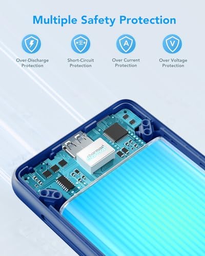 Charmast 10,000 m Ah Slim Power Bank with Integrated Cables & Fast Charging for i Phone and Samsung – Ultimate Travel Companion for On-the-Go Charging Needs with Built-in Convenience and Enhanced Device Compatibility