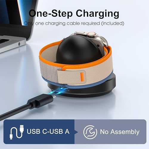 Sleek Sky Blue Portable Magnetic Charging Dock for Apple Watch – Fast Wireless Charger with Nightstand Mode, Compatible with Series 10, 9, 8, 7, SE, 6, 5, 4, 3, 2, Ultra 2 – Travel-Friendly Design with Premium Charging Cable for Effortless Power and Style