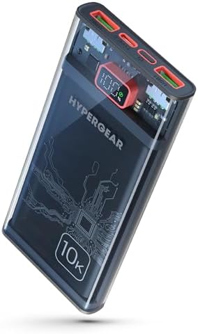 Ultra-Fast Hyper Gear 10,000 m Ah Power Bank – High-Performance Portable Charger with 3 USB Ports, 20 W USB-C Power Delivery, Slim Design with LED Display, Optimized for i Phone 16/15, Galaxy 23, and More Devices – Enhanced Speed and Universal Compatibility
