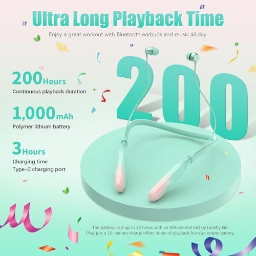 Lecefty Wireless Neckband Headphones – 200-Hour Waterproof Bluetooth Earbuds with Premium Balanced Armature Sound, Hands-Free Calling, Lightweight Comfort for Sports and Outdoor Use – Stylish Silver Finish for Everyday Adventures