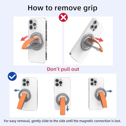 Revolutionary Dual-Function Magnetic Phone Grip & Kickstand – Ultimate 2-in-1 Holder with Adjustable Silicone Finger Strap for i Phones, Androids & More (Vibrant Orange) – Exceptional Stability, Ergonomic Comfort & Versatile Viewing Angles