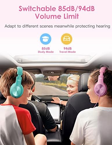 Premium Kids Over-Ear Headphones with Built-In Microphone – Safe Volume Control, Lightweight Dark Green Design for Online Learning & Travel, HD Sound Quality, Collaborative Audio Sharing Feature for Enhanced Learning Experiences