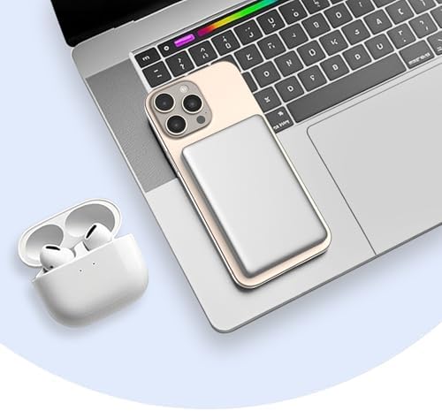 Ultra-Slim Magnetic Wireless Power Bank – 5000 m Ah High-Speed 20 W PD Charger for i Phone 16, 15, 14 & More – Lightweight Portable Battery Pack with USB-C Cable – Ideal for Air Pods & Apple Watch – Premium Safety Features for Reliable On-the-Go Charging – Effortless Compatibility with All Type-C Devices