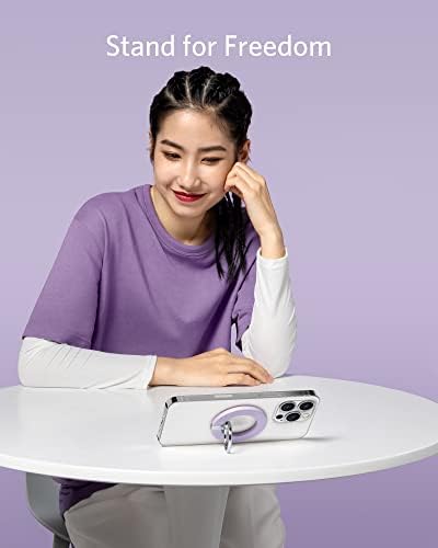 Anker Mag Go 610 Magnetic Phone Grip & Adjustable Kickstand – Versatile Ring Holder for i Phone 16/15/14/13/12 Series – Ultra-Strong Magnetic Grip for On-the-Go Use and Hands-Free Viewing – 360° Rotation & 125° Flip for Optimal Comfort – Effortless Attach/Detach Design – Includes 24-Month Warranty & Support