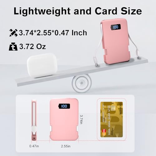 Ultra-Slim 5000 m Ah Portable Charger with Built-in Cables – Travel-Friendly Power Bank for i Phone & Android Devices – Lightweight, Efficient, and Universally Compatible External Battery Pack – High-Speed Charging with Multiple Safety Protections – Perfect for Daily Use and Emergency Power Needs – Ideal for Travelers and On-the-Go Charging Solutions