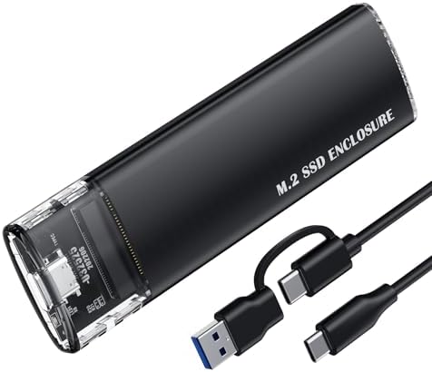 High-Performance M.2 NVMe SATA SSD Enclosure Adapter – 10 Gbps USB 3.1 Gen 2 Type-C for Seamless Data Transfer, Compatible with M-Key & B+M Key Sizes 2230, 2242, 2260, 2280 – Ideal for Fast-Paced Professionals and Gamers Seeking Reliable Storage Expansion