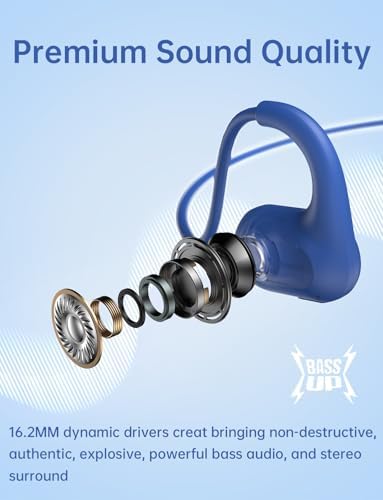 Ultra-Lightweight Kids Bluetooth Headphones – Vibrant Blue Air Conduction Design with IPX5 Waterproofing, 15-Hour Playtime, and Safe Listening Technology for School and Outdoor Fun – Perfect for Active Kids and Young Adventurers