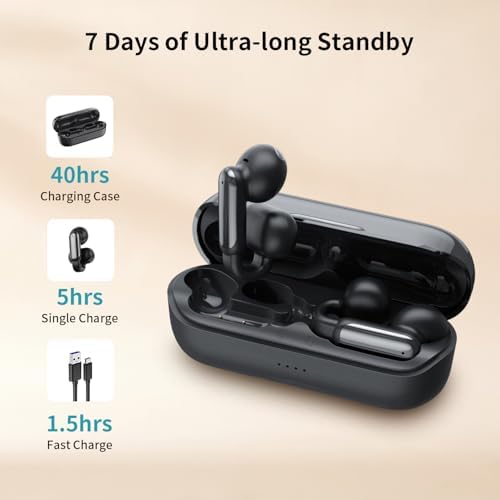 Premium Clip-On Bluetooth 5.4 Earbuds | Open Ear Sport Headphones with 35-Hour Battery Life for All-Day Listening | Ultra-Lightweight Wireless Earphones Featuring Crystal-Clear Voice Calls & Integrated Microphone | Ideal for Fitness and Outdoor Adventures (Sleek Black)