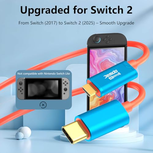 Elevate Your Gaming with the Switch 2 HDMI Adapter Cable Connector – 6.6 ft USB-C 3.2 to HDMI 2.0 for 4 K@60 Hz Gameplay | High-Speed 18 Gbps Data Transfer | Portable Power Delivery 100 W for Nintendo Switch 2, OLED, Steam Deck & ROG Ally | Ultimate Travel Dock for Immersive Visuals and Seamless Connectivity