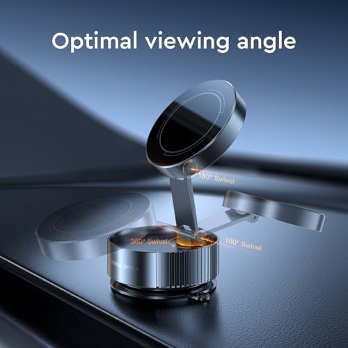 Vacuum Magnetic Phone Holder, Vacuum Magnetic Phone Stand, 360 Foldable and Retractable Double-Sided, Folding Swivel Stand, Vacuum Suction Phone Holder for Car Mirror Gym Shower, Black – Enhanced Compatibility and Speed
