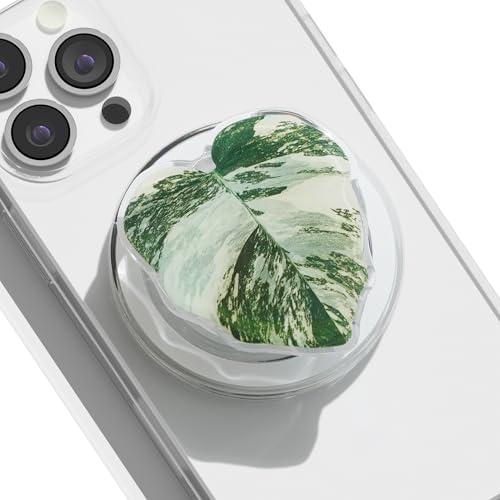 Tropical Leaf Mag Safe-Compatible Collapsible Phone Grip Stand – Chic Acrylic Smartphone Accessory for Optimal Stability and Comfort, Ideal for Hands-Free Viewing and On-the-Go Convenience (Crystallinum Dark)