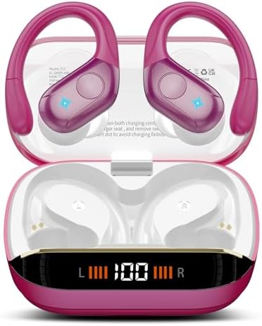 Advanced Bluetooth 5.4 Wireless Earbuds with Deep Bass – 75 Hours Playtime, IP7 Waterproof Sports Earphones Featuring Ergonomic Earhooks, LED Battery Display, and 4 ENC Microphones for Enhanced Sound Quality and Clear Calls – Perfect for Fitness Enthusiasts and Music Lovers in Sleek Black