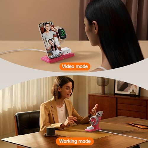 3-in-1 Wireless Charging Station for Apple Devices – 15 W Fast Charger Stand for i Phone 16/15/14/13/12/11, Apple Watch, and Air Pods – Convenient Portable Design with Enhanced Compatibility and Safety Features for Home and Travel – Perfect Gift for Tech Enthusiasts