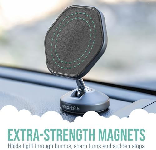Elevate Your Driving Experience with the Smartish Mag Safe Car Mount – Mountaineer | Premium Magnetic Phone Holder for i Phone 16/15/14/13/12 | Extra Strength Adhesive for Secure Dashboard Mounting | Stylish Beige Design with 360-Degree Rotation for Optimal Viewing | Perfect Accessory for Seamless Connectivity and Navigation