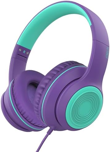 Vibrant Purple A8 Over-Ear Headphones – Lightweight, Portable Design with High-Definition Mic for Seamless Hands-Free Calls – Immerse Yourself in Hi-Fi Stereo Sound with Tangle-Free 1.5 m Cable, Perfect for Travel and Daily Use on Smartphones, Tablets, and Laptops – Unmatched Comfort for All-Day Listening
