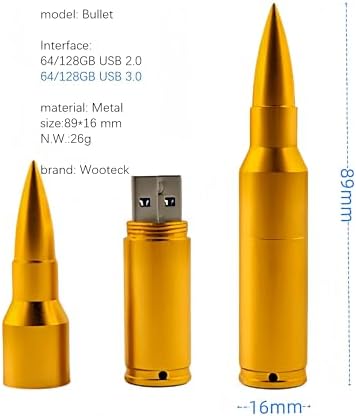 Sleek Golden 64 GB Metal Bullet USB 3.0 Flash Drive – Ultimate High-Speed Data Storage Keychain for PC & Mac Users, Stylish & Durable Memory Stick for Professionals and Students