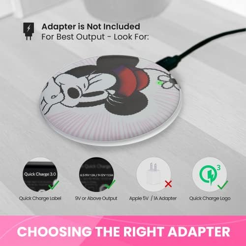 Minnie Mouse Wireless Charging Pad: Enchanting Qi-Compatible Charger for All Devices – Fast, Compact Charging Station with Playful Design for Disney Lovers – Travel-Ready with Secure Non-Slip Base for Effortless Power Up