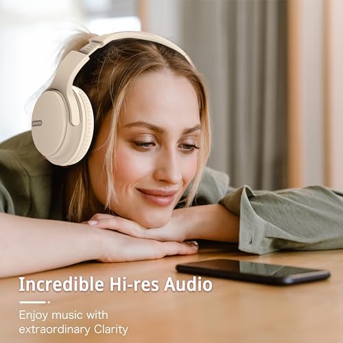 Transform Your Listening Journey with AMORNO Wireless Over-Ear Bluetooth Headphones – 68-Hour Playtime, Superior Hi-Fi Sound, and Ergonomic Foldable Design for Ultimate Portability (White) – Ideal for Music Lovers and Professionals on the Go