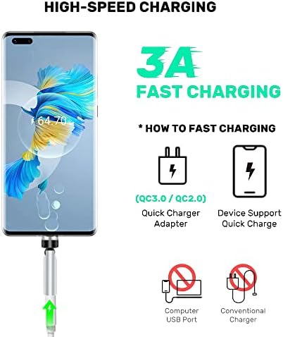 Revolutionize Your Charging with 540° Rotate Magnetic Charging Cables – 6.6 ft, 3-Pack, Universal Compatibility for USB Type C & Micro USB Devices, Fast Charging & 480 Mbps Data Transfer for Effortless Connectivity