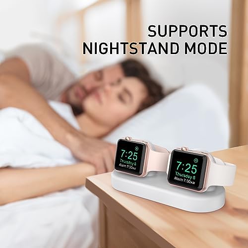 Delidigi Premium Dual Charger Stand for Apple Watch: Fast, Stylish, and Compatible with All Series (Ultra 2, SE, 1-10) – High-Quality Silicone Dock for Simultaneous Charging of Two Smartwatches, Perfect for Home or Travel Use