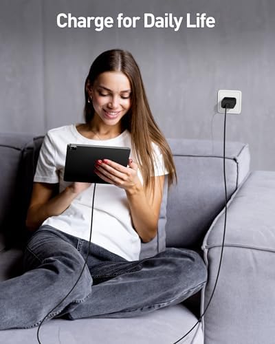35 W USB-C Rapid Charging Wall Adapter with 6 FT Type-C Cable for i Pad Pro 2024/2022/2021/2020, Air 6/5, Mini 7/6 – Ultra-Portable, High-Efficiency Charger for Professionals and Students, Optimized for Seamless Device Compatibility and Speed