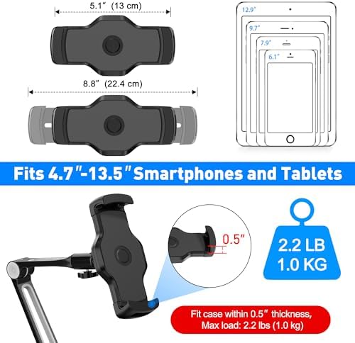 Revolutionize Your Kitchen Setup with Above TEK 3-in-1 Highflex 360° Adjustable i Pad Wall Mount – Universal Under Cabinet Tablet Holder for i Pads, Mini, Air & Surface Pro, Effortless Installation, Sleek Black Finish for Modern Functionality