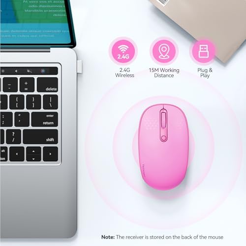 TECKNET 2.4 GHz Wireless Mouse – Ultra-Quiet & Portable Computer Companion with Adjustable DPI, USB Receiver, and Ergonomic Design for Seamless Use Across Chromebook, Laptop, PC & Mac – Enhance Productivity Effortlessly