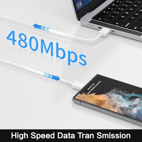 25 W USB-C Fast Charging Duo Set: Lightweight Portable Charger with 6 Ft Cable for Galaxy S23/S22/S21/S20 & i Phone 15 – Efficient Power Solution in Sleek White Finish for Quick Device Recharge