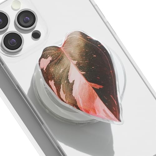Tropical Leaf Mag Safe-Compatible Collapsible Phone Grip Stand – Chic Acrylic Smartphone Accessory for Optimal Stability and Comfort, Ideal for Hands-Free Viewing and On-the-Go Convenience (Crystallinum Dark)