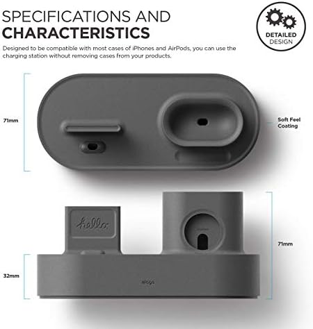 elago 3 in 1 Charging Station for Apple Devices – All-in-One Dock for i Phone, Apple Watch Series 10/9/8/7/6/5/4/3/2/1/SE, and Air Pods Pro/3/2/1 – Sleek, Space-Saving Design with Enhanced Speed and Compatibility (Original Cables Required) – Perfect for Home or Office Use