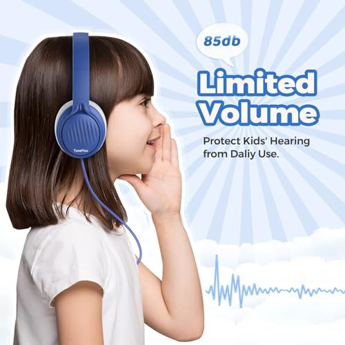 Tune Flux Safe Sound Kids Headphones – Wired Toddler Audio Gear with 85 d B Volume Limiting for Hearing Protection – Comfortable Foldable Design in Purple for School, Travel, and Tablet Use – Premium Stereo Sound for Young Listeners
