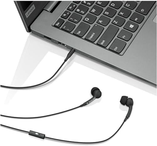 Lenovo 300 USB-C Wired In-Ear Headphones – Exceptional Sound Performance, Ergonomic Fit with Customizable Silicone Tips, Sleek Grey Design for Commuters, Gamers, and Professionals – Integrated Microphone with Play/Pause Control for Effortless Listening and Calls