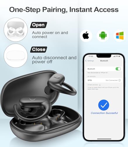 MOZOTER Wireless Sport Earbuds: Stylish Bluetooth Headphones with Enhanced Deep Bass, Secure Earhooks for Active Comfort, and Unmatched 60-Hour Battery Life – Ideal for Fitness, Meetings, and Everyday Use