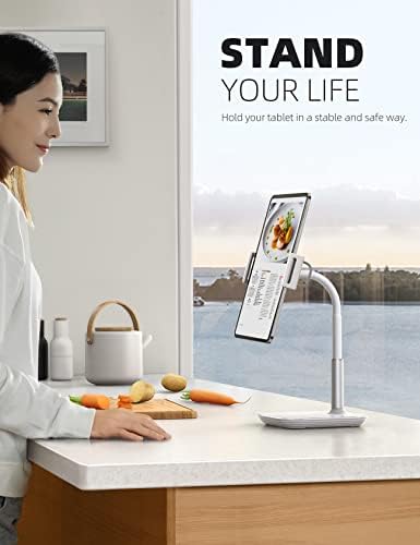 Transform Your Tablet Experience with the Lamicall Gooseneck Mount – Sturdy 2.5 lb Base for Ultimate Stability, Adjustable Design for 360-Degree Rotation, Perfect for i Pad Pro, Kindle & More – Enhance Hands-Free Convenience in a Stylish White Finish