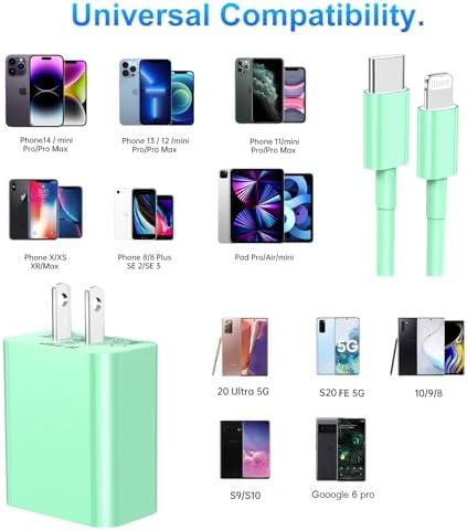 Dayaoncy 20 W USB-C Wall Charger Duo with 10 ft MFi Certified Lightning Cables – Fast Charging Kit for i Phone 14/13/12/11/Xs Max/XR – Ultimate Speed & Convenience for Apple Devices – Reliable, Durable & Portable Charging Solution