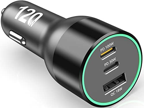High-Power 200 W USB C Car Charger – Multi-Port PD3.0 QC4.0 Adapter with Dual 100 W Cables for Fast Charging on the Go – Universal Compatibility for Dell XPS, Mac Book, i Phone 16/15/14, Galaxy S24 Ultra & i Pad Pro – Efficient Travel Companion for Modern Devices