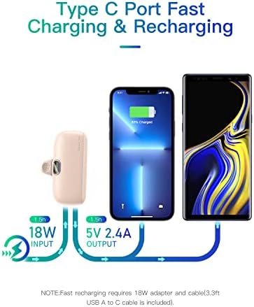 Compact 5000 m Ah Kuulaa Portable Charger for i Phone with Built-in Lightning Cable – Fast Charging Power Bank for i Phone 14/13/12/11/XR/XS/X/8/7/6 in Sleek White Design – Ultimate On-the-Go Charging Solution with Enhanced Compatibility
